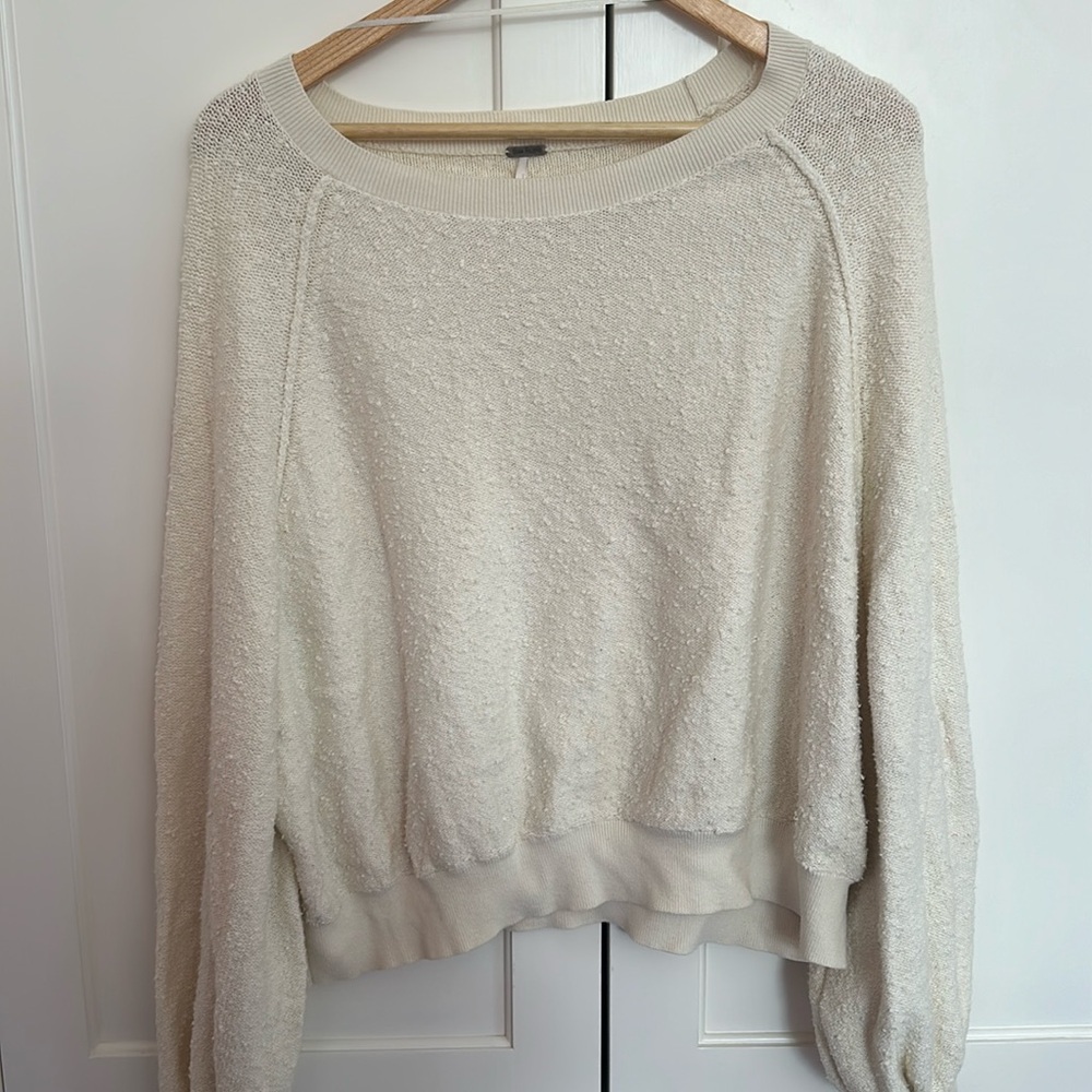 FREE PEOPLE CREAM TEXTURED FOUND MY FRIEND PULLOVER